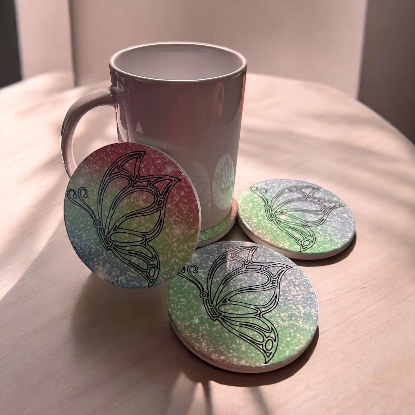 Butterfly Fantasy Ceramic Coaster Set